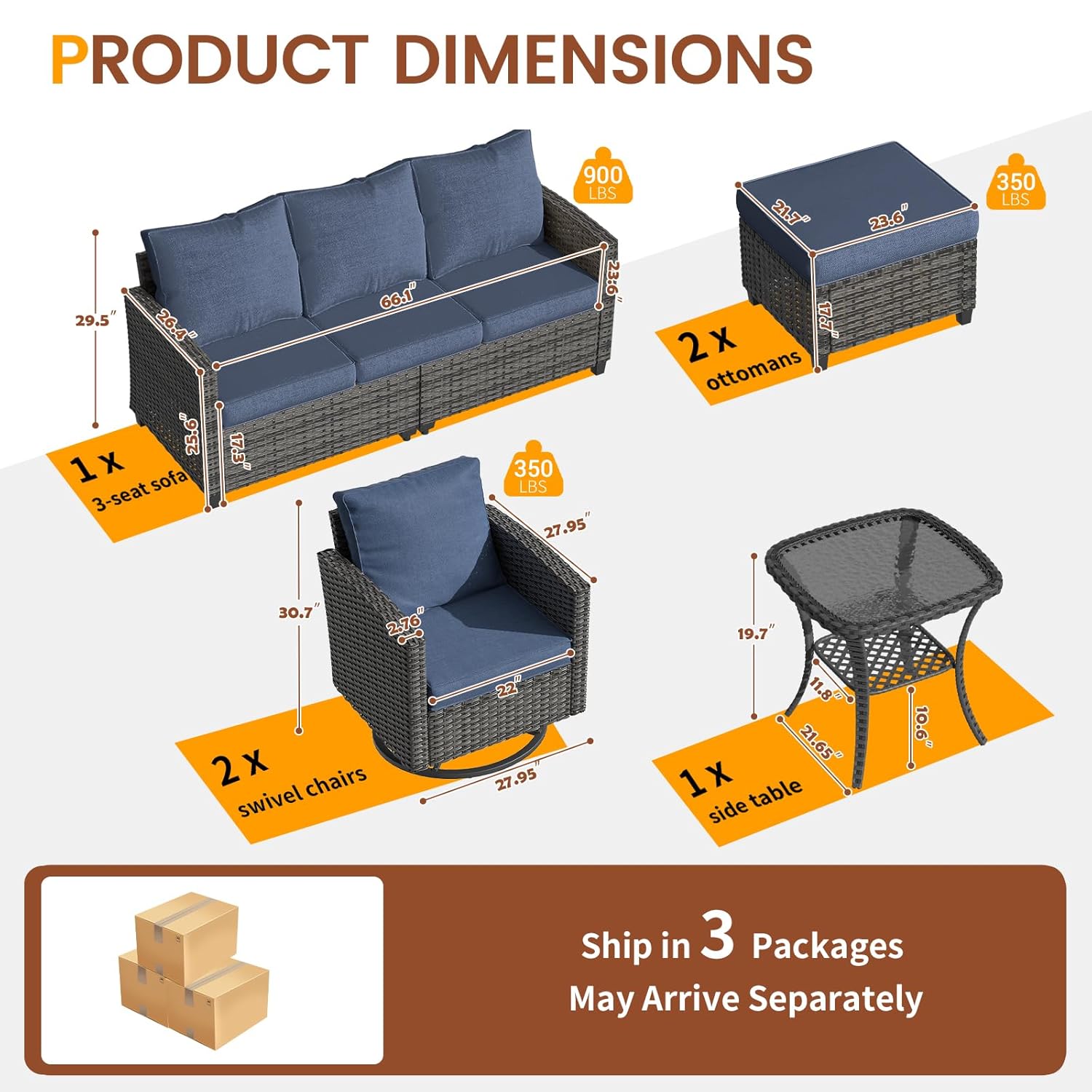 6pc Gray PE Rattan Sectional S - Outdoor Furniture With Fire Pit Table avaliação e preço