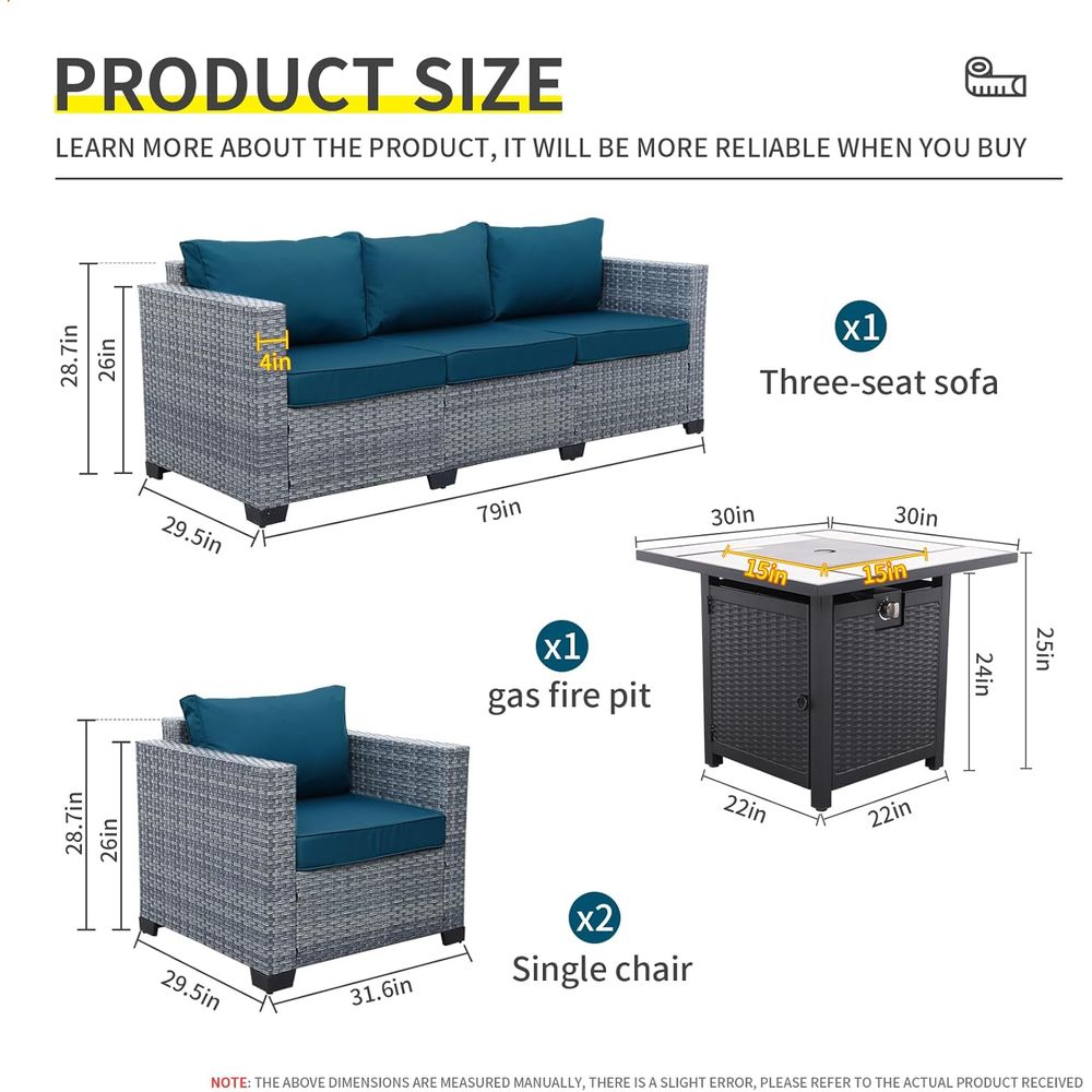 4-Piece Outdoor Wicker Patio F - Outdoor Furniture With Fire Pit Table avaliação e preço