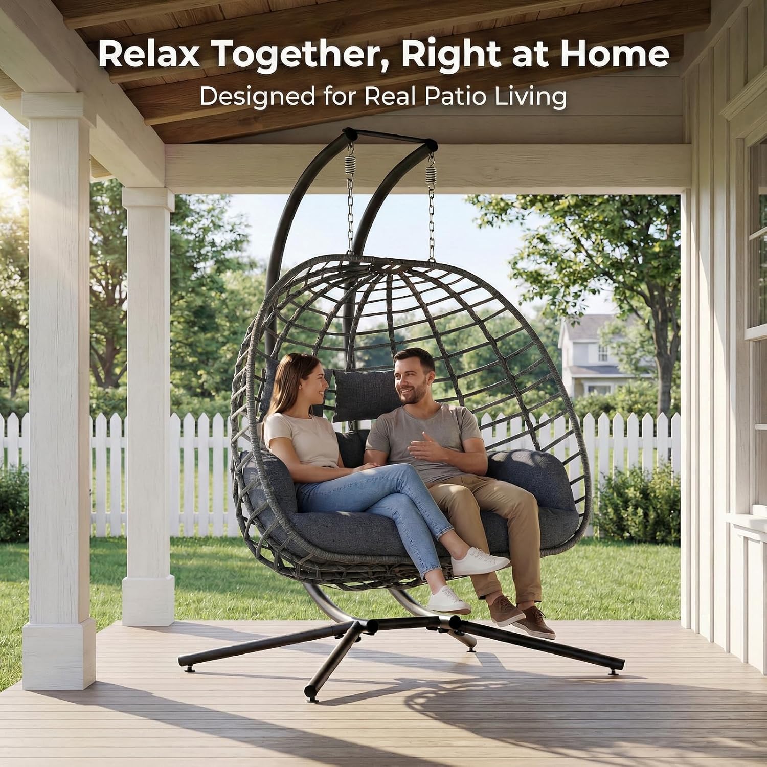 2 Person Egg Swing Chair with  - Outdoor Furniture Egg Chair avaliação e preço