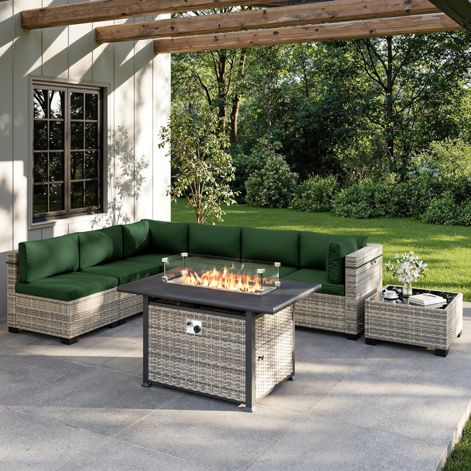 8-Piece Outdoor Patio Furnitur - Outdoor Furniture With Fire Pit Table avaliação e preço