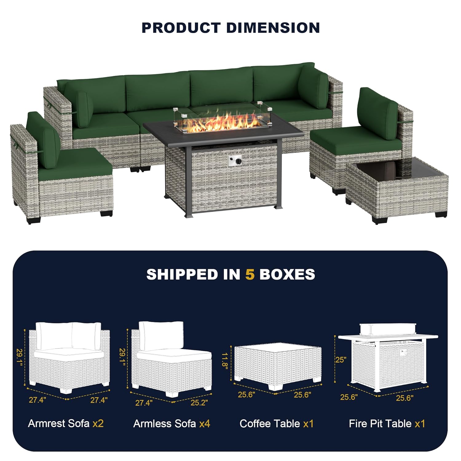 8-Piece Outdoor Patio Furnitur - Outdoor Furniture With Fire Pit Table avaliação e preço