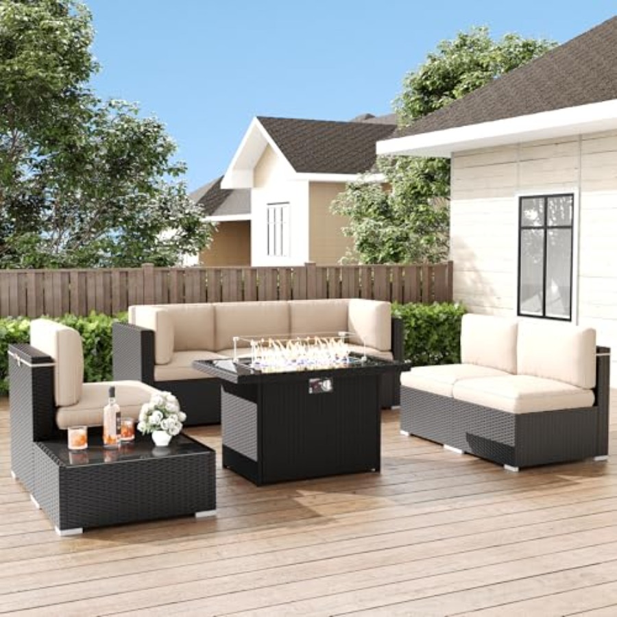 Patio furniture set for outdoo - Outdoor Furniture With Fire Pit Table avaliação e preço
