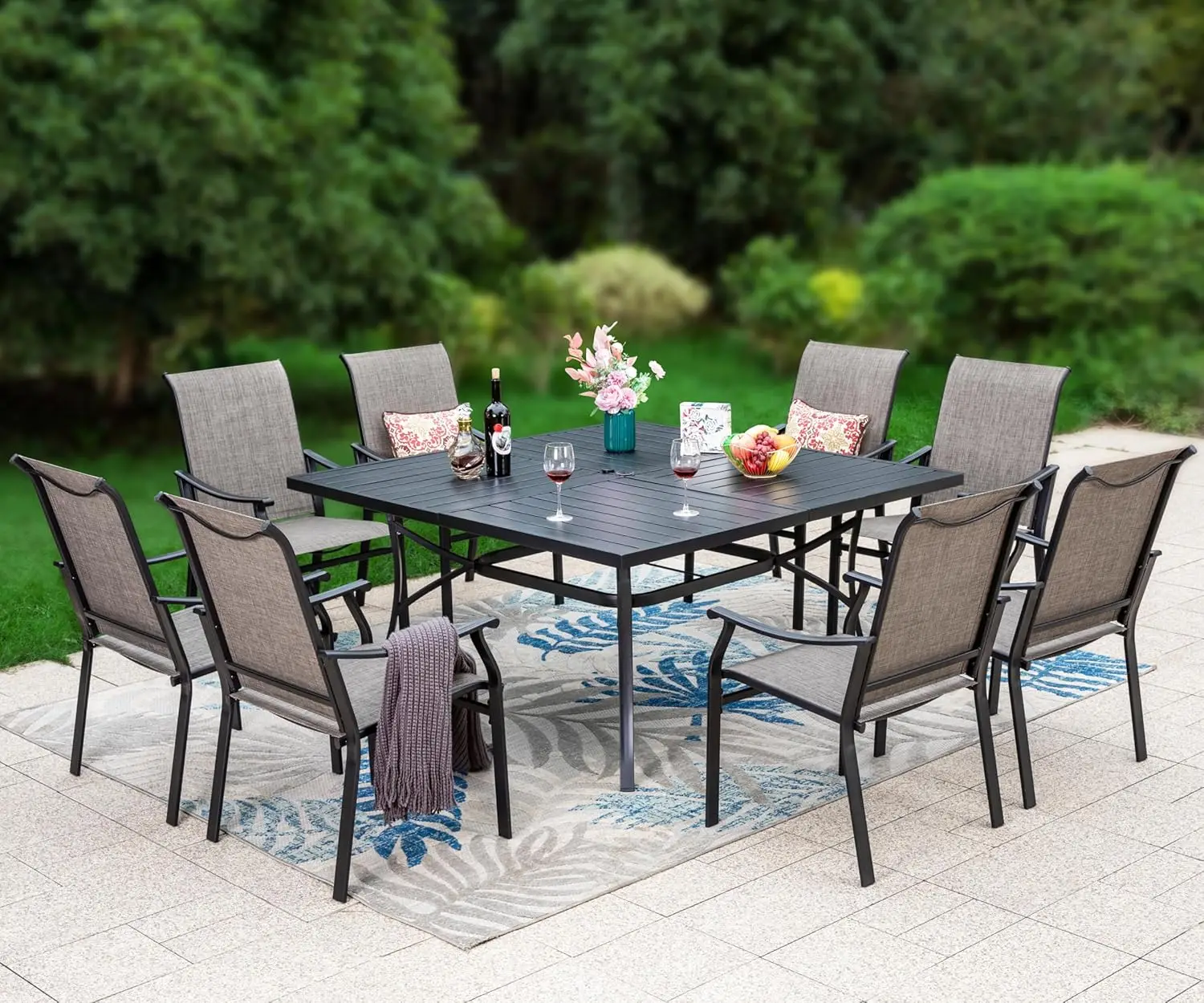 Patio Dining Set 9 Pieces, 8 Q - Outdoor Furniture Quick Dry avaliação e preço