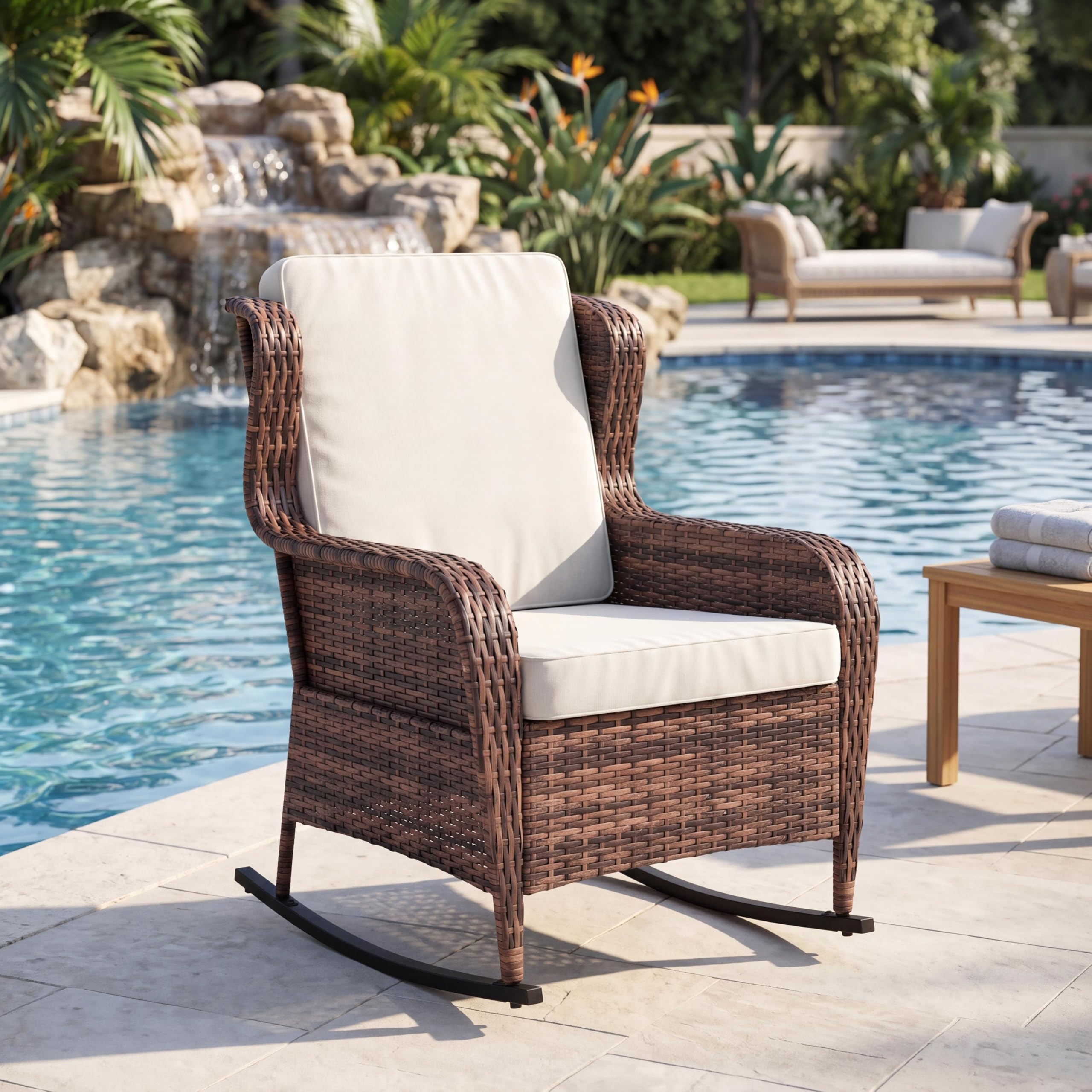 All-Weather Rattan Patio Rocki - Outdoor Furniture Egg Chair avaliação e preço