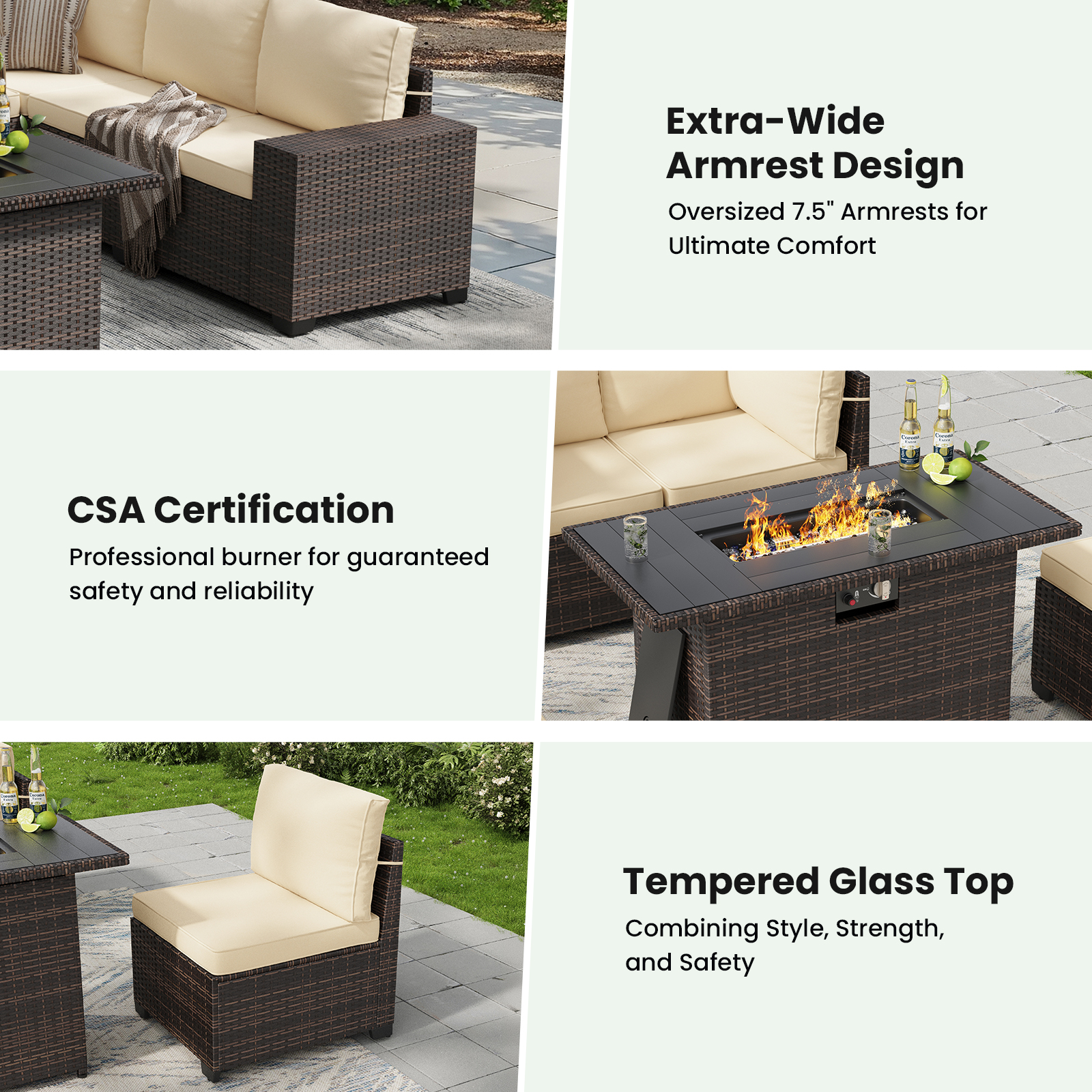 7 Piece Patio Furniture Set wi - Outdoor Furniture With Fire Pit Table avaliação e preço