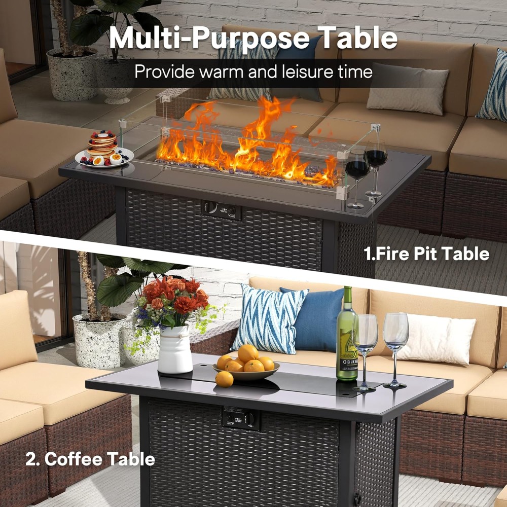 5 Piece Patio Furniture Set wi - Outdoor Furniture With Fire Pit Table avaliação e preço